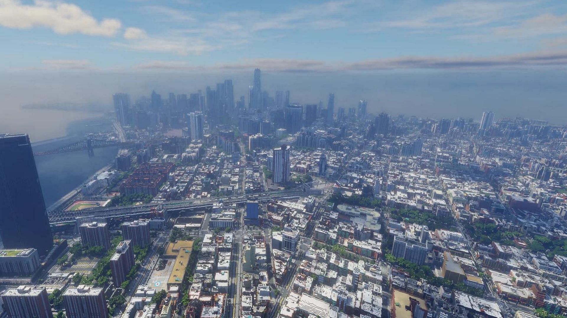 New York City build in Minecraft (Image via Reddit/d3_cent/Mojang Studios)
